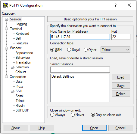 آموزش اتصال به سرور ابری با نرم افزار Putty